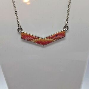 JilZarah chevron  silver necklace  14"